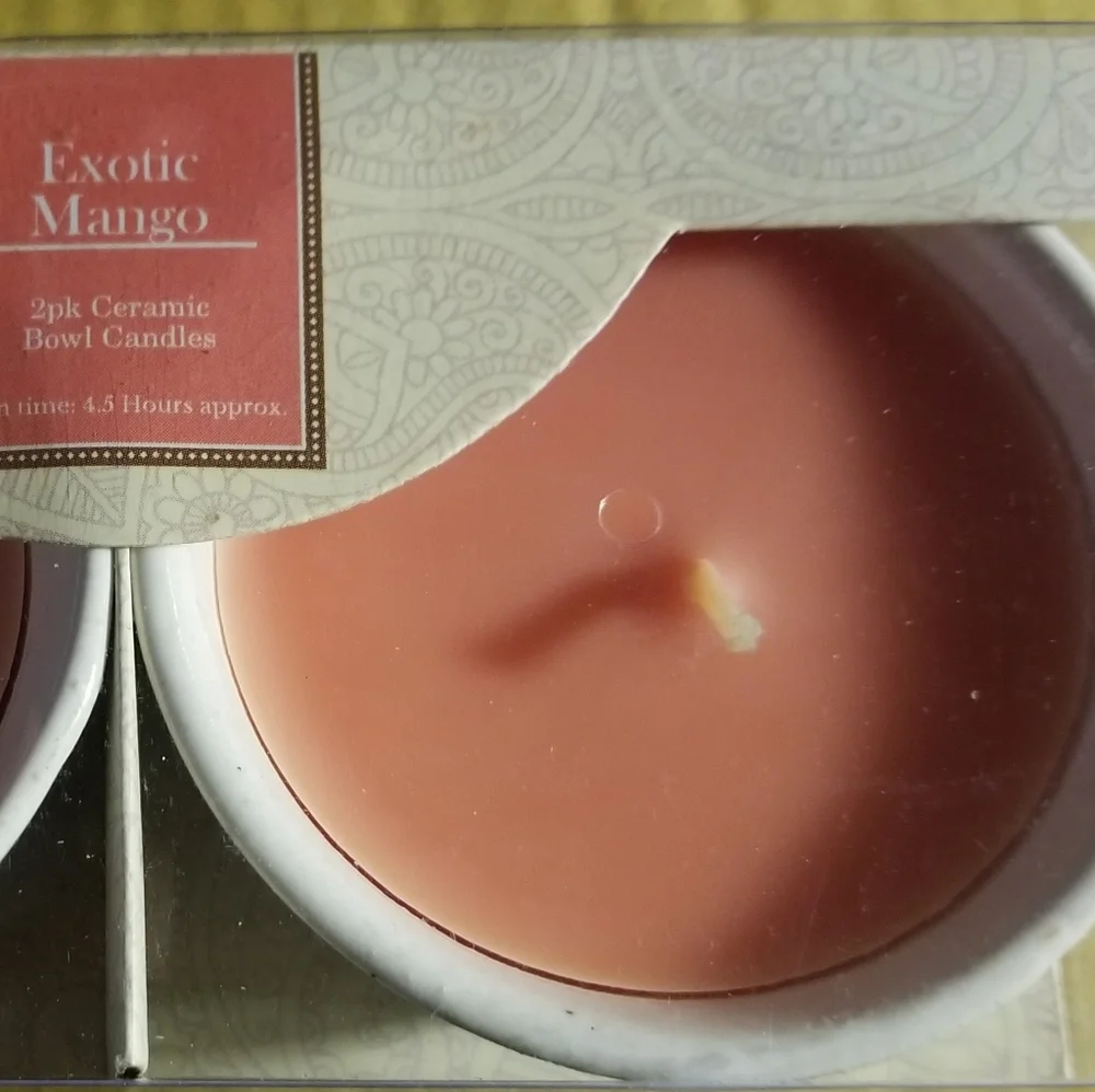2pk Ceramic Bowl: Exotic Mango Candles